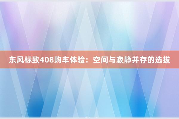 东风标致408购车体验：空间与寂静并存的选拔